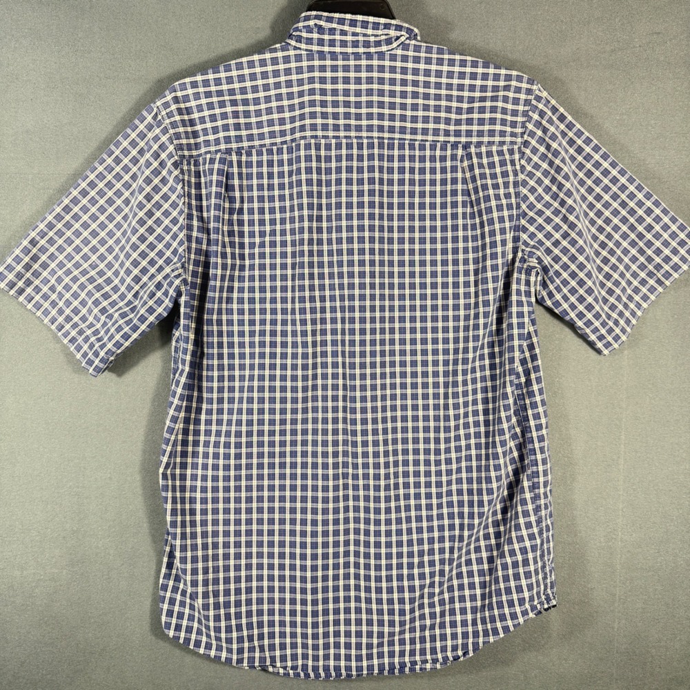 Carhartt Button Down Men M Blue Plaid Relaxed Fit Short Sleeve Cotton Work Shirt - Picture 4 of 10